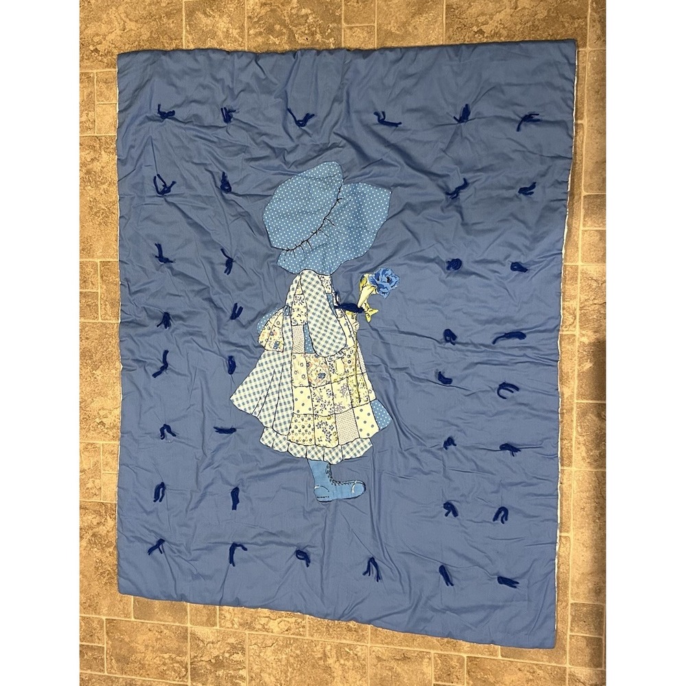 Vintage Quilt Sunbonnet Sue Blue Crib Size 53X41